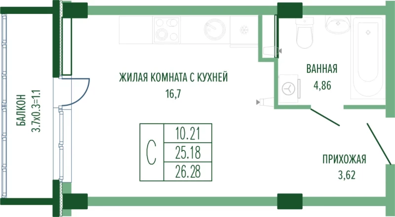 Планировка квартиры Студия